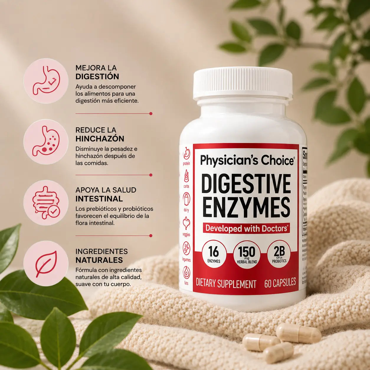 Enzimas Digestivas para la Hinchazón